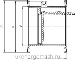 Чертеж клапана 19с38нж 100-1000 Чертеж клапана 19с38нж 100-1000